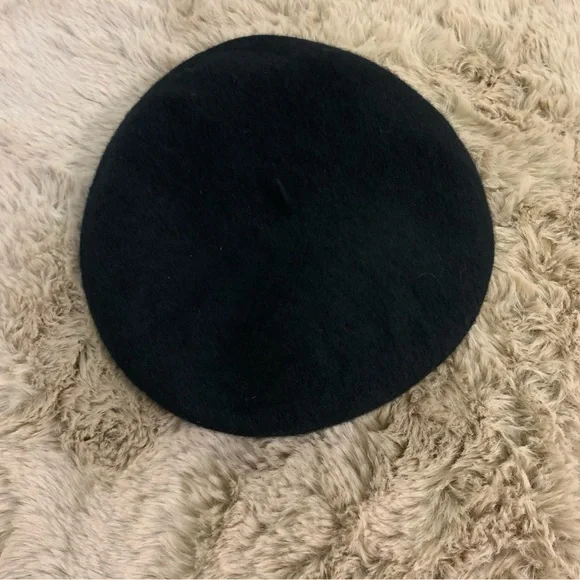 Wool Beret Hat Black One Size - Picture 6 of 10